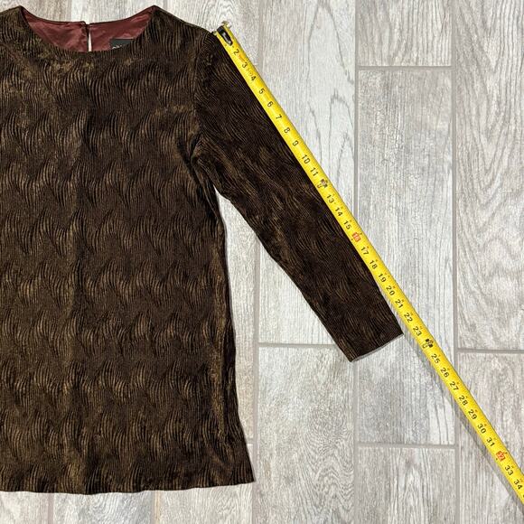 CitiDress Vtg Crinkle Velvet Tunic Top Chocolate Brown Velvet Size 10 Pullover - Picture 11 of 11